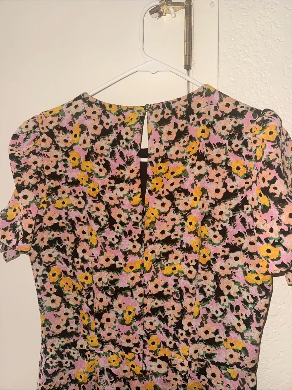 Betsey Johnson Asymmetrical Floral Midi Dress Bumble Bees Tea Party - Picture 2 of 10